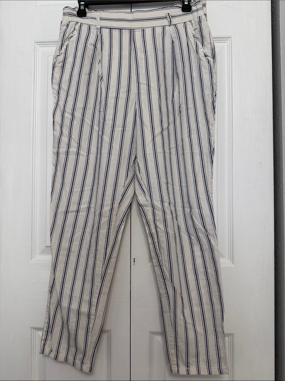 1st Kiss Womens Navy Stripe Cotton Blend Pants